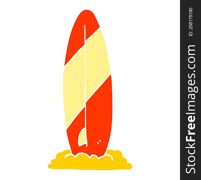 flat color illustration cartoon surf board