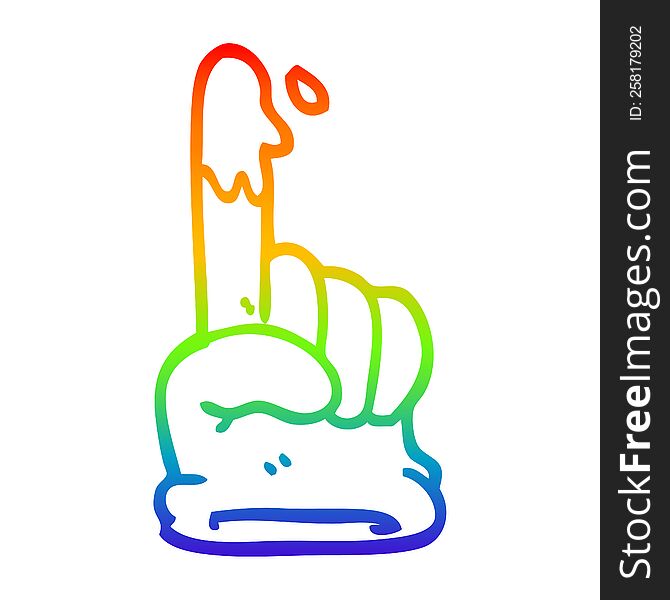 rainbow gradient line drawing of a cartoon rubber glove