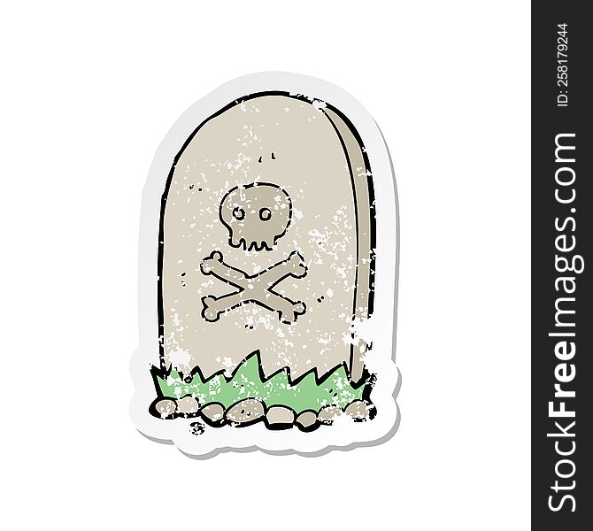 retro distressed sticker of a cartoon grave