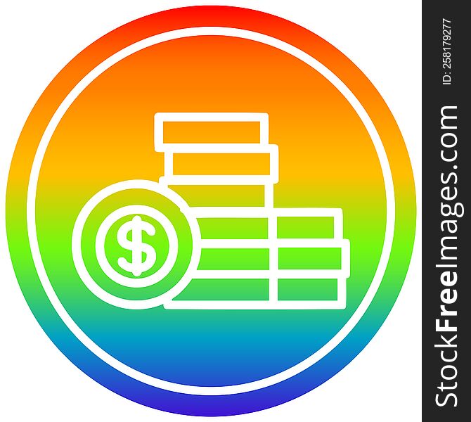 stacked money circular icon with rainbow gradient finish. stacked money circular icon with rainbow gradient finish