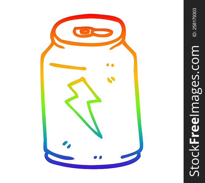 rainbow gradient line drawing of a cartoon energy drink