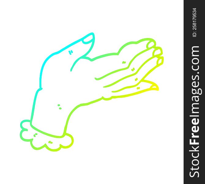 cold gradient line drawing of a cartoon hand