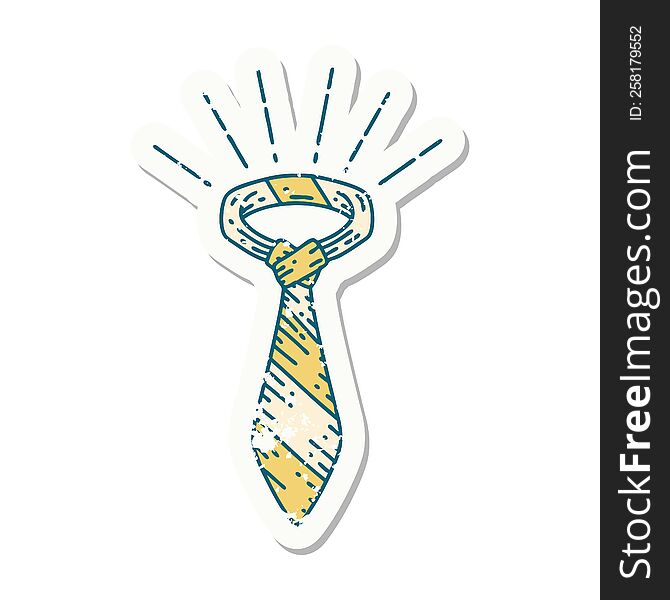 grunge sticker of tattoo style office tie