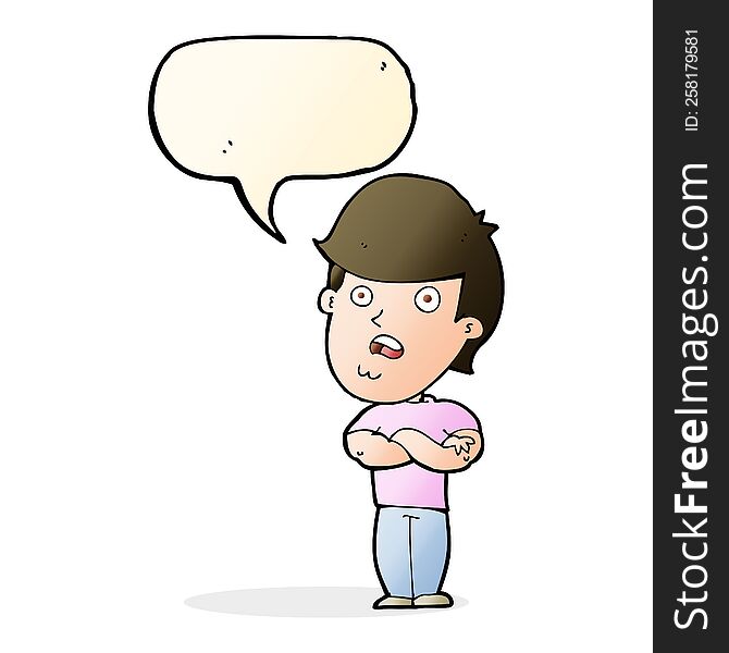 cartoon disappointed man with speech bubble