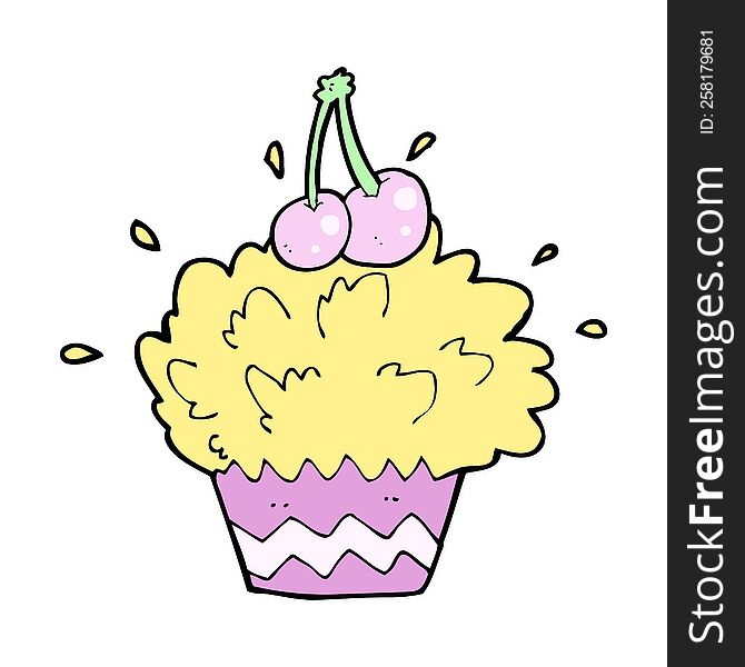 Cartoon Exploding Cupcake