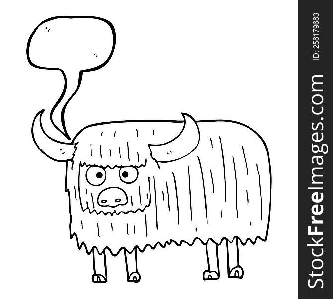 Speech Bubble Cartoon Hairy Cow