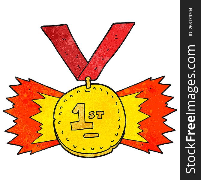 freehand textured cartoon first place medal
