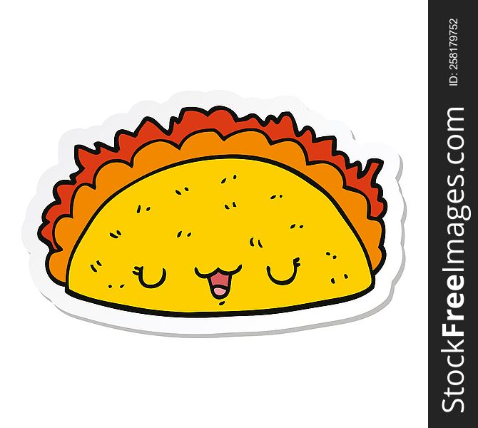 Sticker Of A Cartoon Taco