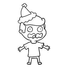 Line Drawing Of A Man Totally Stressed Out Wearing Santa Hat Royalty Free Stock Images Line Drawing Of A Man Totally Stressed Out Wearing Santa Hat Royalty Free Stock Images