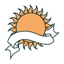 Tattoo With Banner Of A Sun Royalty Free Stock Photography