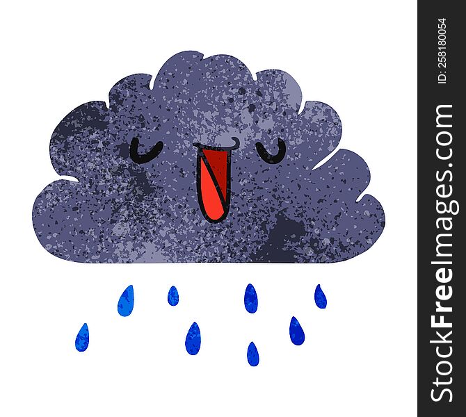Retro Cartoon Kawaii Weather Rain Cloud