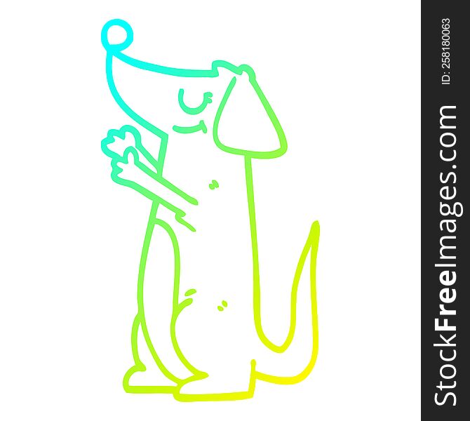 cold gradient line drawing of a cartoon well behaved dog