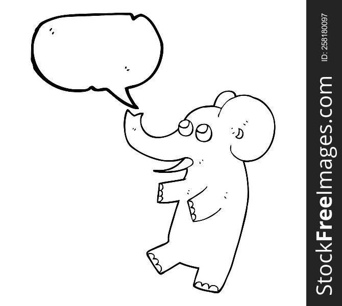 freehand drawn speech bubble cartoon cute elephant