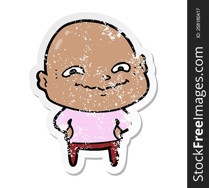 Distressed Sticker Of A Cartoon Creepy Guy