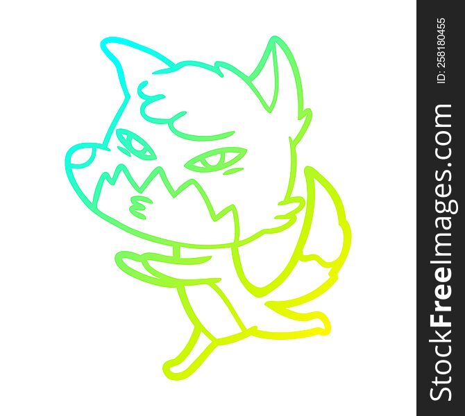 Cold Gradient Line Drawing Clever Cartoon Fox