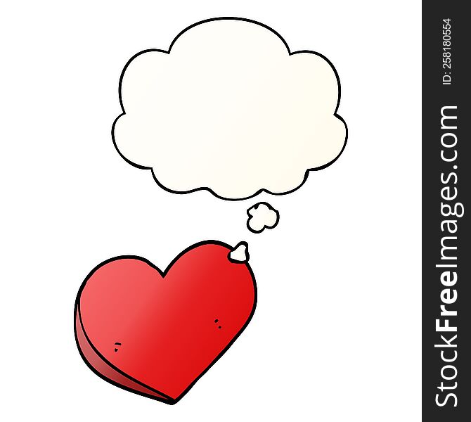 cartoon love heart with thought bubble in smooth gradient style