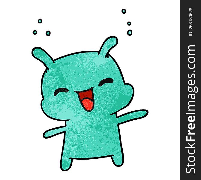 Textured Cartoon Kawaii Cute Happy Alien