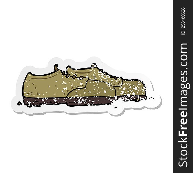 distressed sticker of a cartoon shoes