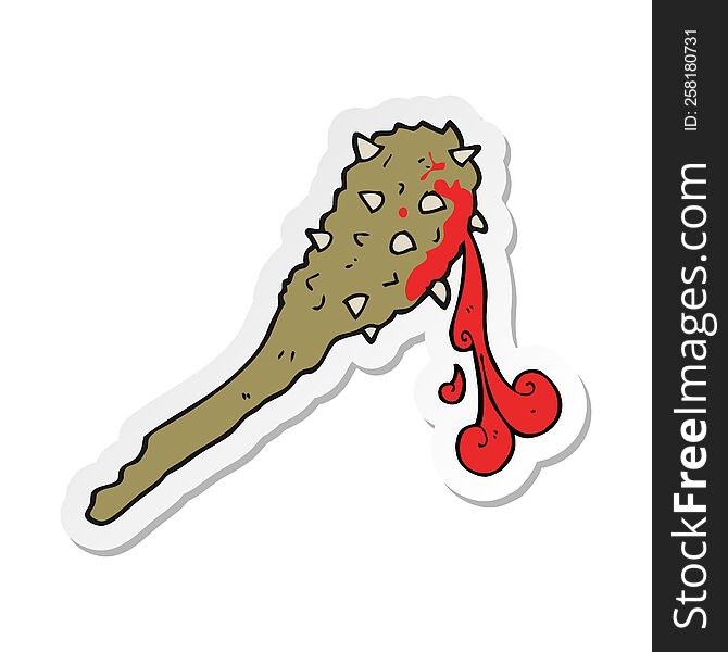 Sticker Of A Cartoon Bloody Stone Age Club