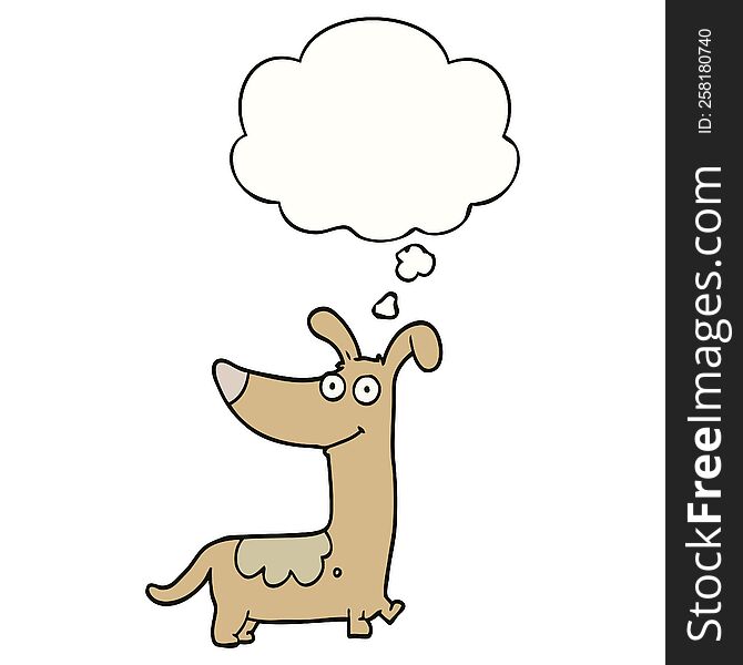 cartoon dog with thought bubble. cartoon dog with thought bubble