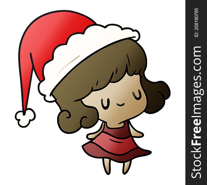 hand drawn christmas gradient cartoon of kawaii girl