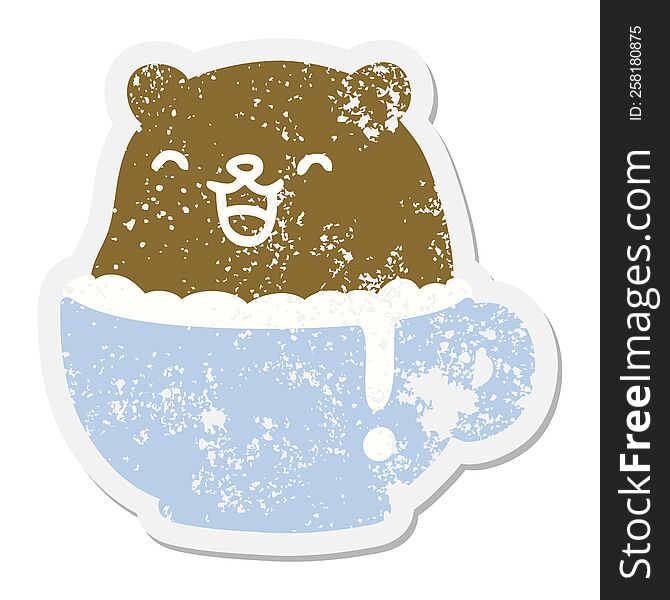 little bear in cup grunge sticker
