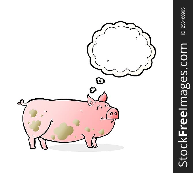 Thought Bubble Cartoon Muddy Pig