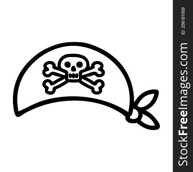 tattoo in black line style of pirate head scarf. tattoo in black line style of pirate head scarf