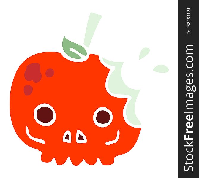 flat color illustration cartoon red poison apple
