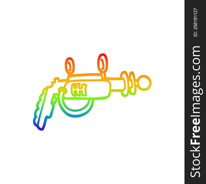 Rainbow Gradient Line Drawing Cartoon Ray Gun