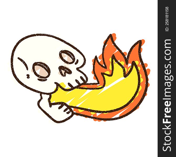 Fire Breathing Skull Chalk Drawing