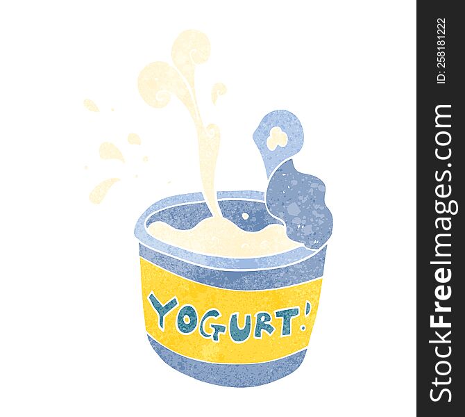 freehand retro cartoon yogurt