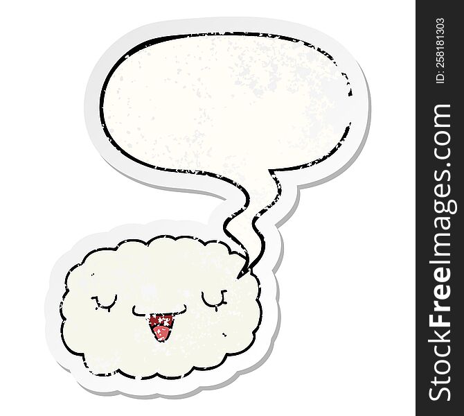 Cartoon Cloud And Speech Bubble Distressed Sticker