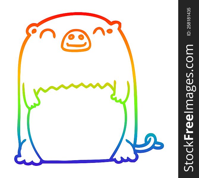 Rainbow Gradient Line Drawing Cartoon Creature