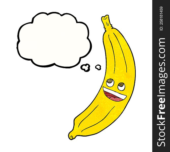 freehand drawn thought bubble textured cartoon banana