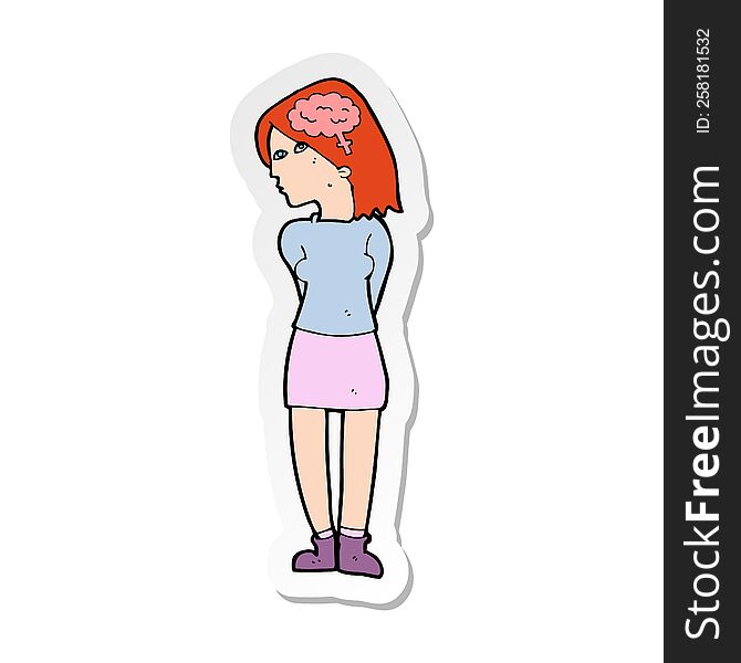 sticker of a cartoon brainy woman