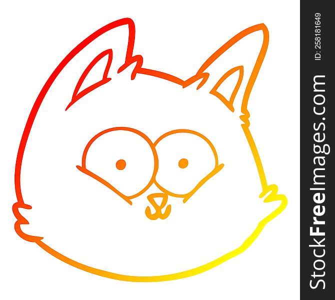 Warm Gradient Line Drawing Cartoon Cat Face