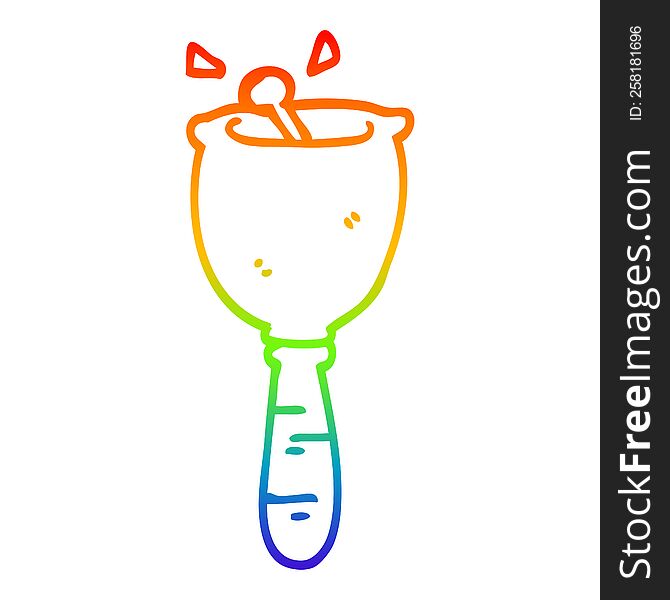 Rainbow Gradient Line Drawing Cartoon Ringing Bell