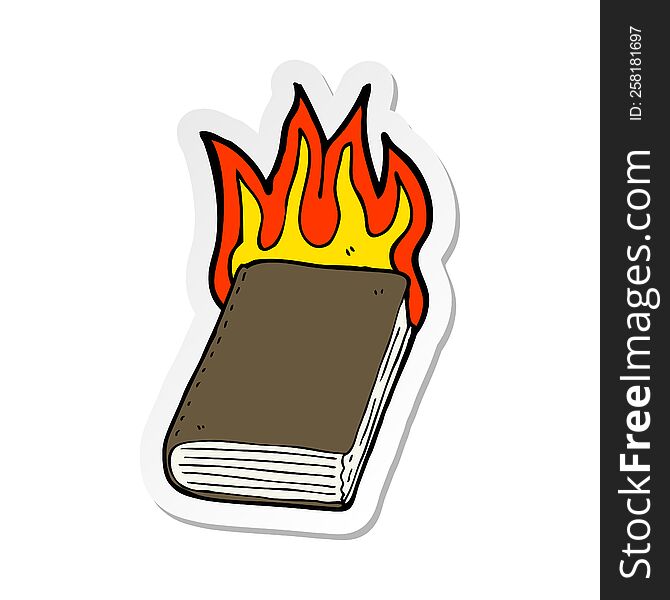 Sticker Of A Cartoon Burning Book