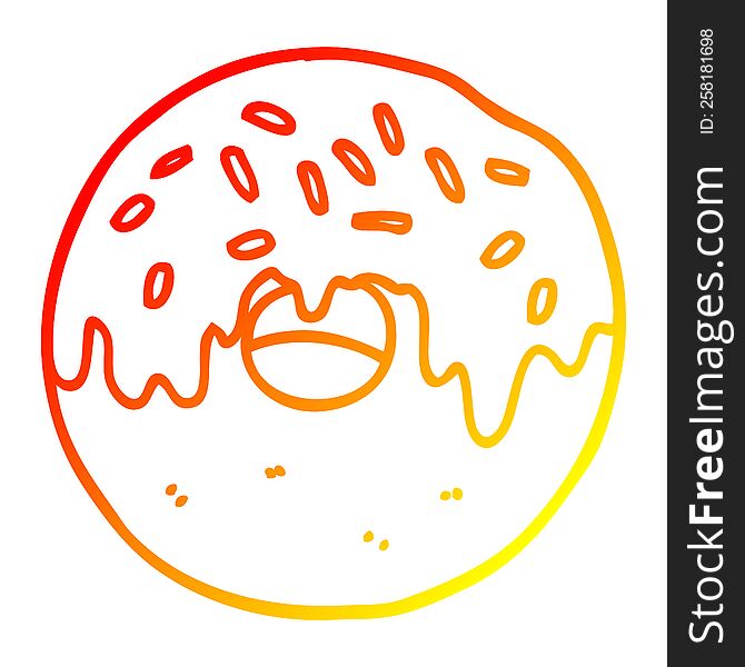 Warm Gradient Line Drawing Cartoon Donut