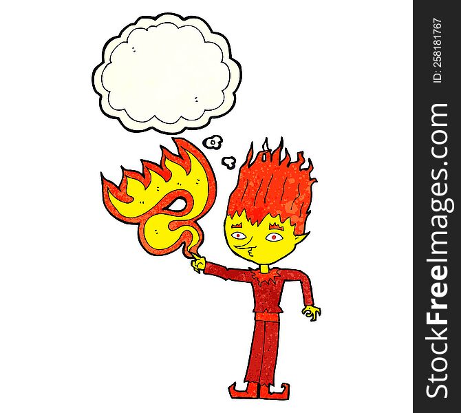 Fire Spirit Cartoon With Thought Bubble