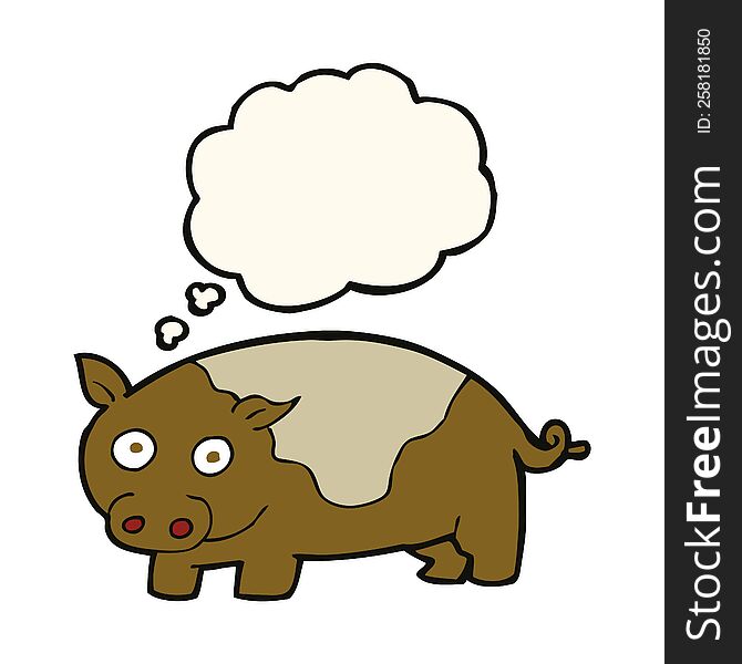 cartoon pig with thought bubble