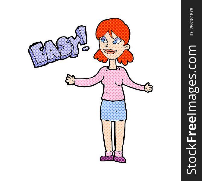 Cartoon Woman Saying Easy