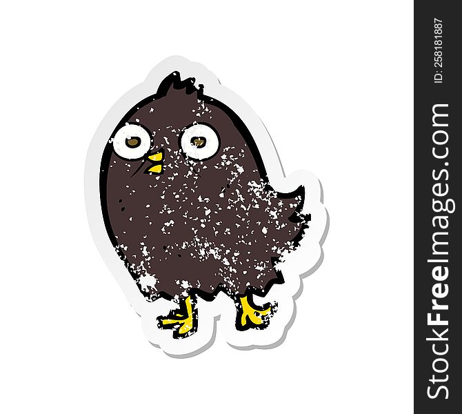 Retro Distressed Sticker Of A Funny Cartoon Bird
