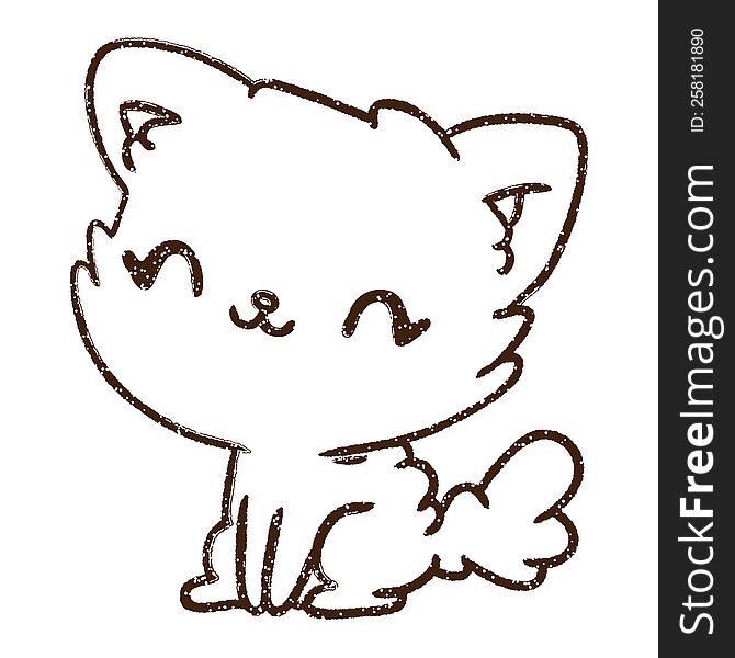 Cute Cat Charcoal Drawing