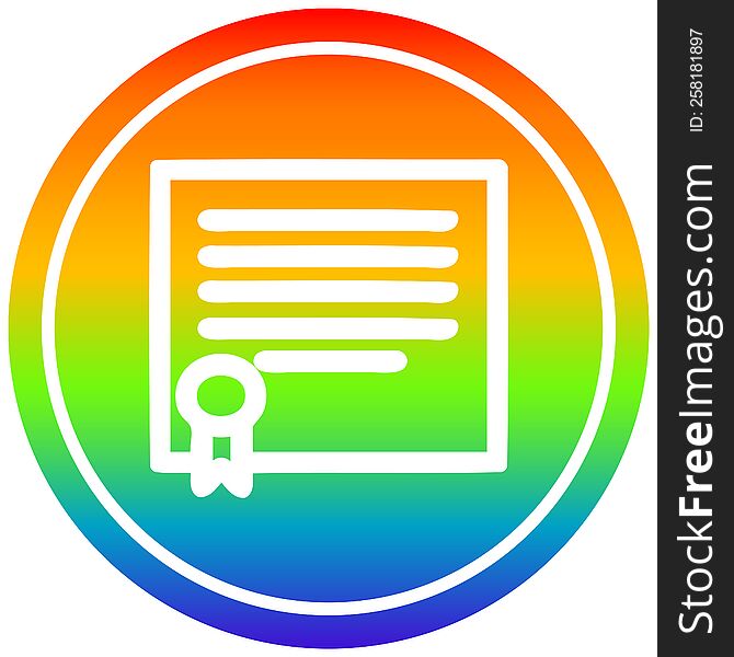 diploma certificate circular icon with rainbow gradient finish. diploma certificate circular icon with rainbow gradient finish