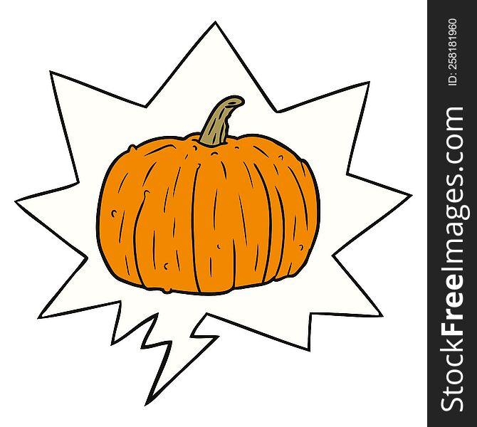 Cartoon Halloween Pumpkin And Speech Bubble
