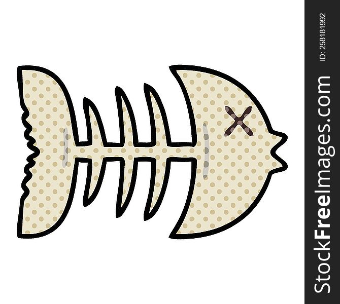 comic book style quirky cartoon dead fish bone. comic book style quirky cartoon dead fish bone