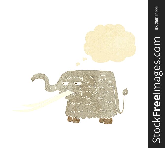 Cartoon Woolly Mammoth With Thought Bubble