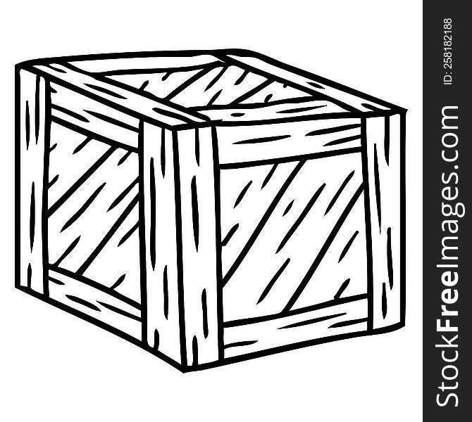 Line Drawing Doodle Of A Wooden Crate